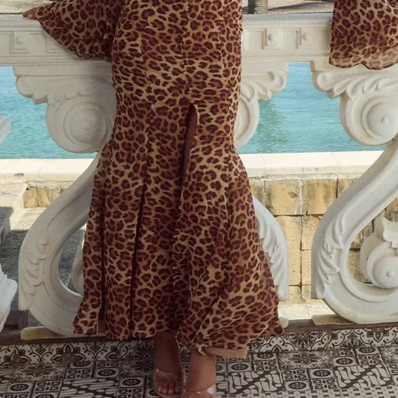 RUNAWAY THE LABEL SARI MAXI DRESS - LEOPARD PRINT sz xxl - Picture 8 of 9